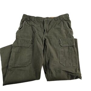 Duluth Trading Co Mens 42x32 Cargo Pants Green Cotton Work Outdoor Casual